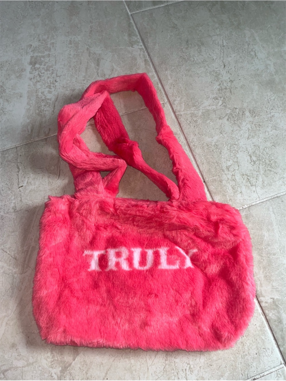 TRULY Hot Pink Fuzzy Shoulder Bag